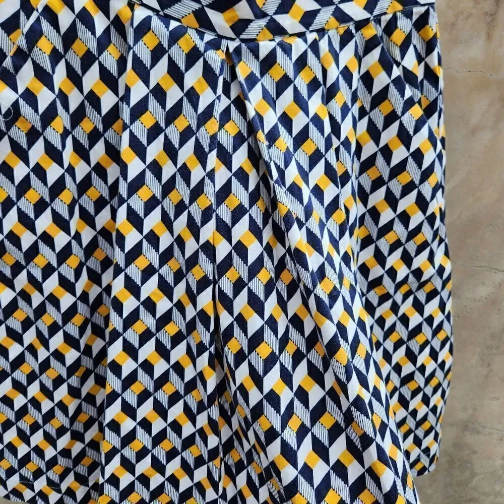 Louche london modcloth geometric print pleated skirt
